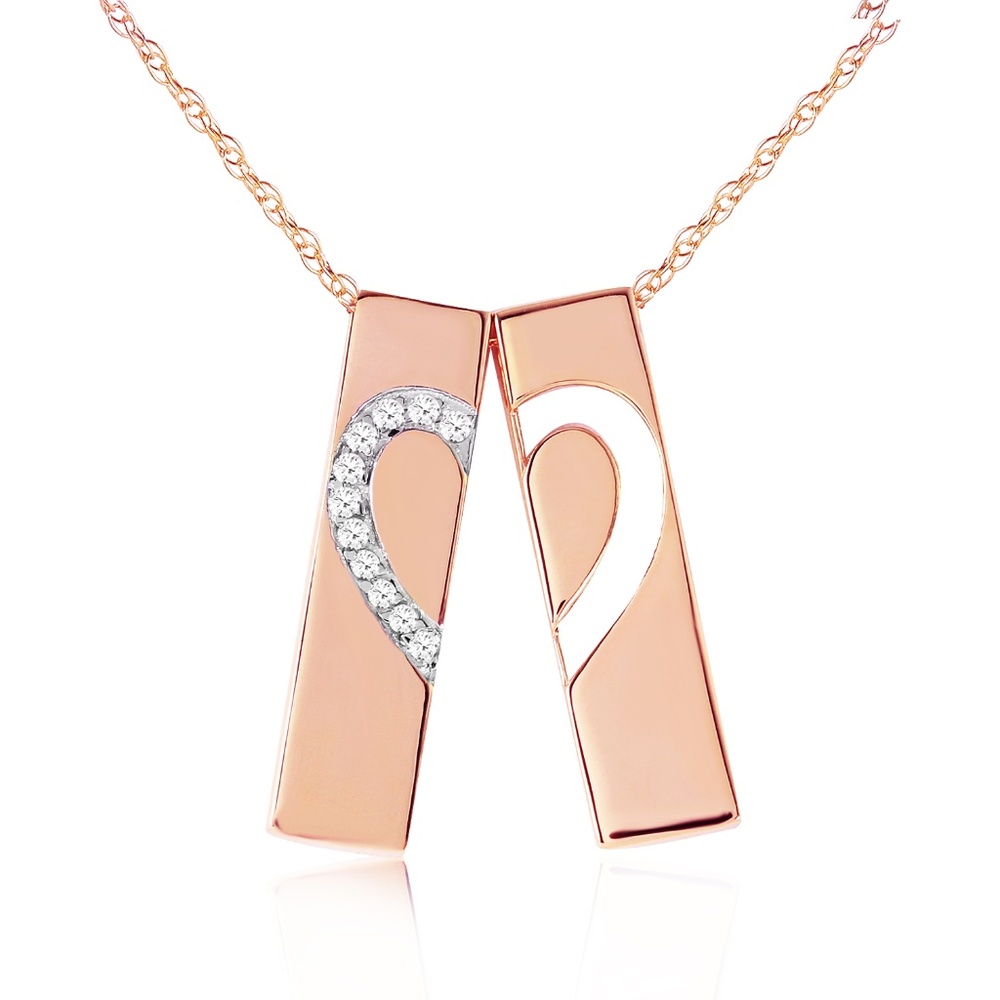 GOLD SPLIT HEART NECKLACE WITH NATURAL DIAMONDS